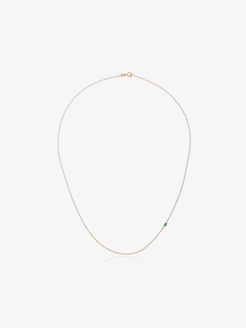 14k Yellow Gold Floating Emerald Necklace