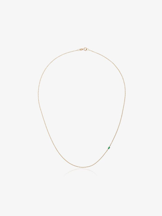 14k Yellow Gold Floating Emerald Necklace