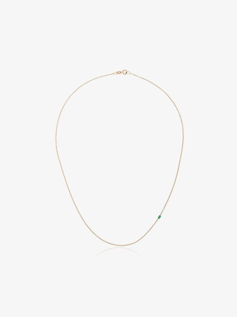 14k Yellow Gold Floating Emerald Necklace