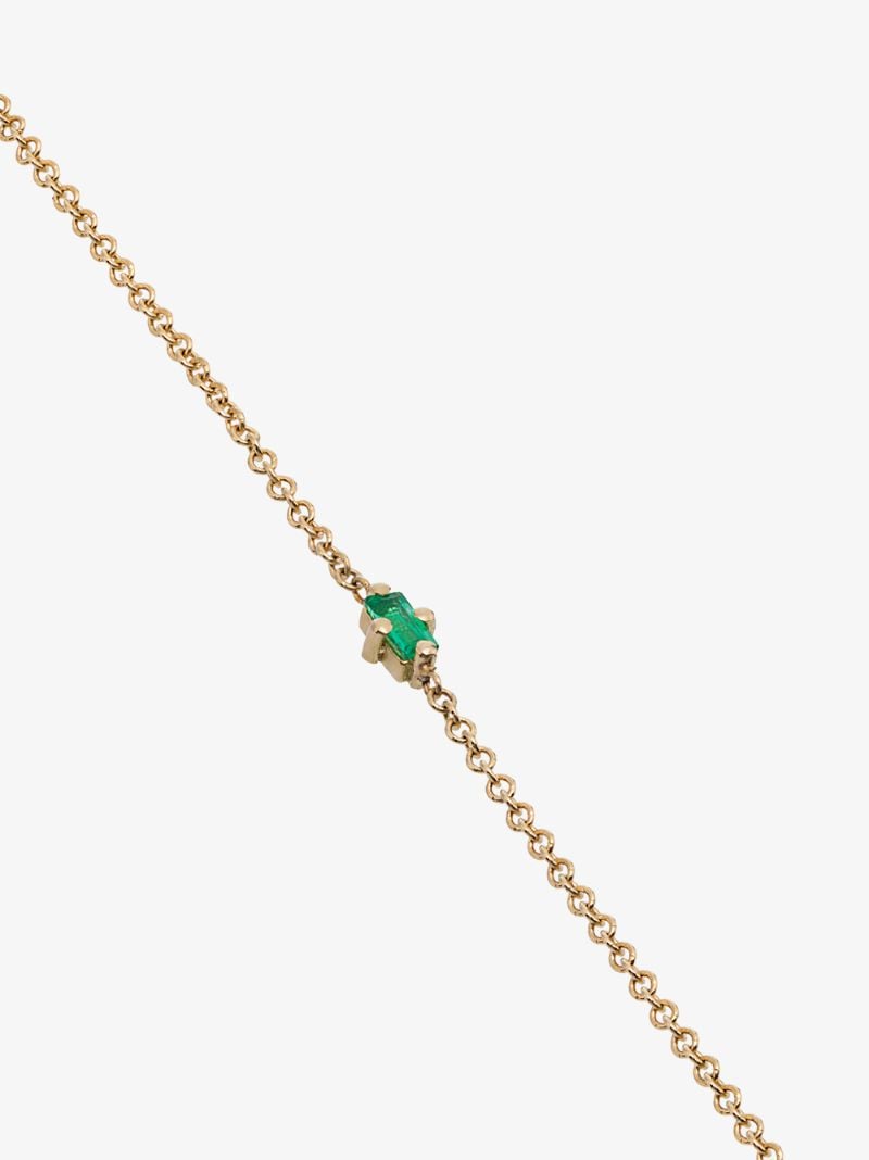 14k Yellow Gold Floating Emerald Necklace