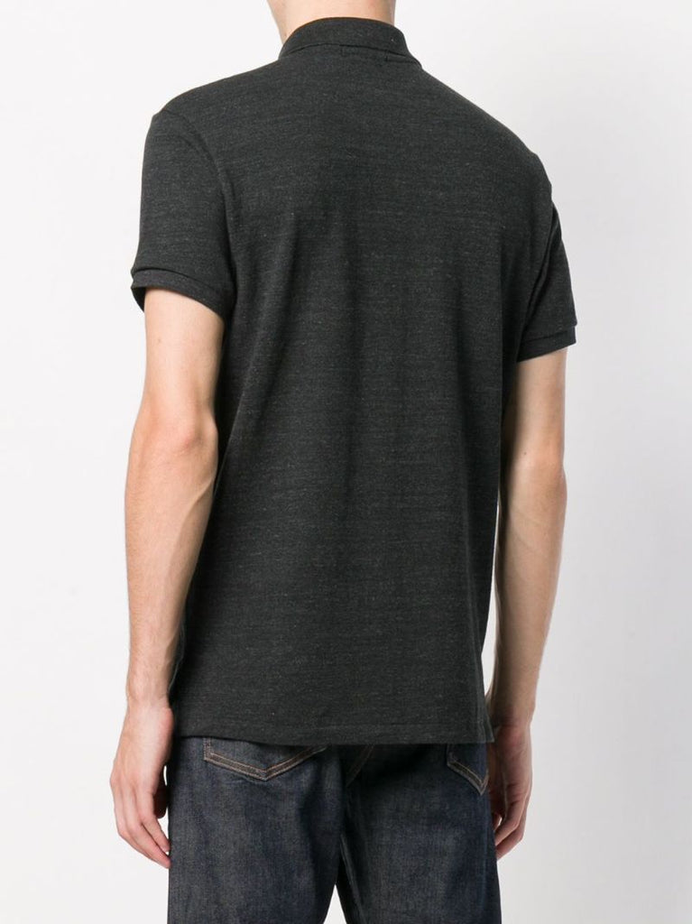 Black Logo Embroidered Cotton Polo Shirt