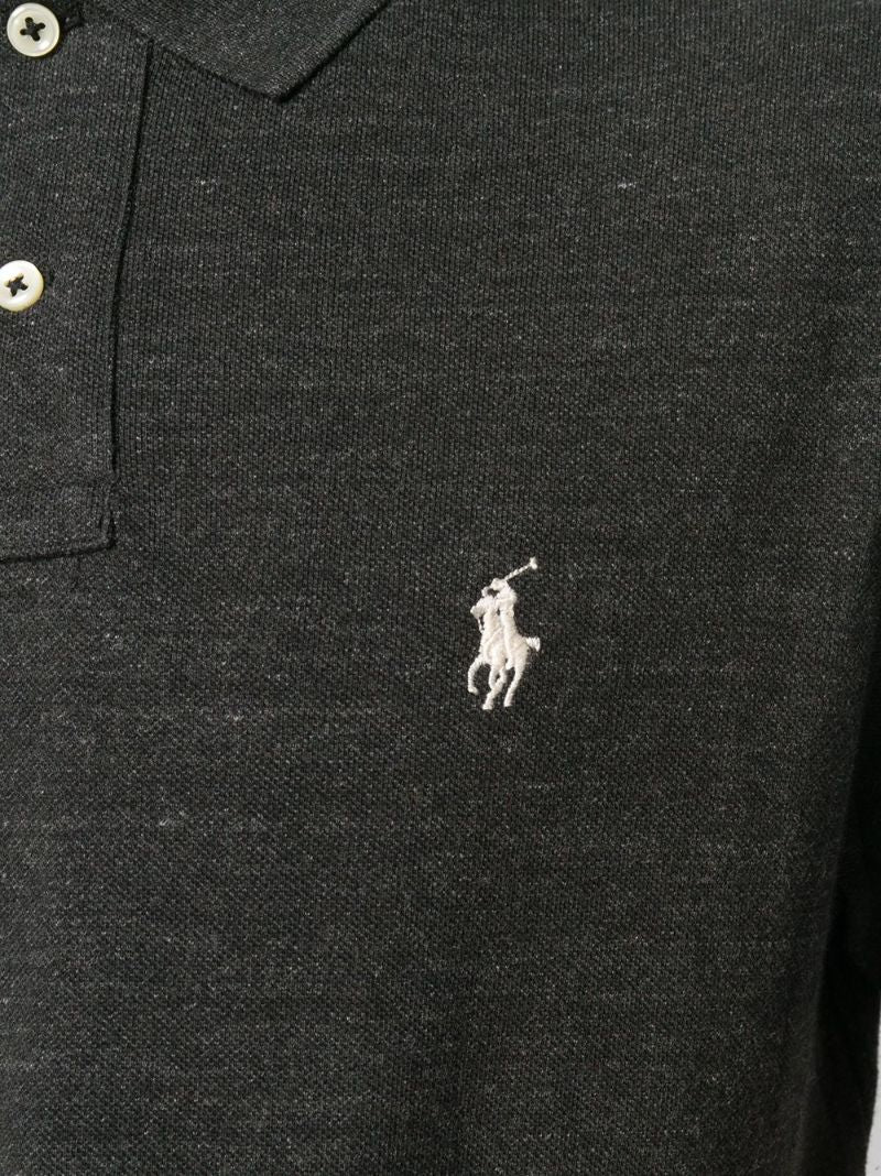 Black Logo Embroidered Cotton Polo Shirt