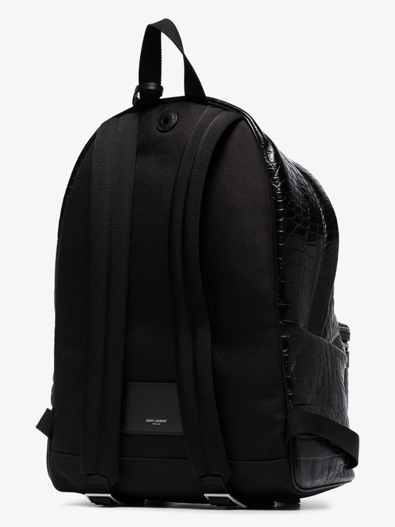 Black City Mock Croc Leather Backpack