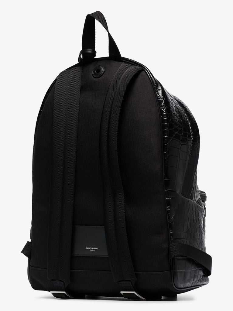 Black City Mock Croc Leather Backpack