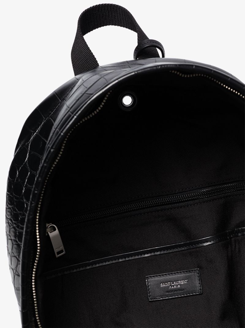 Black City Mock Croc Leather Backpack