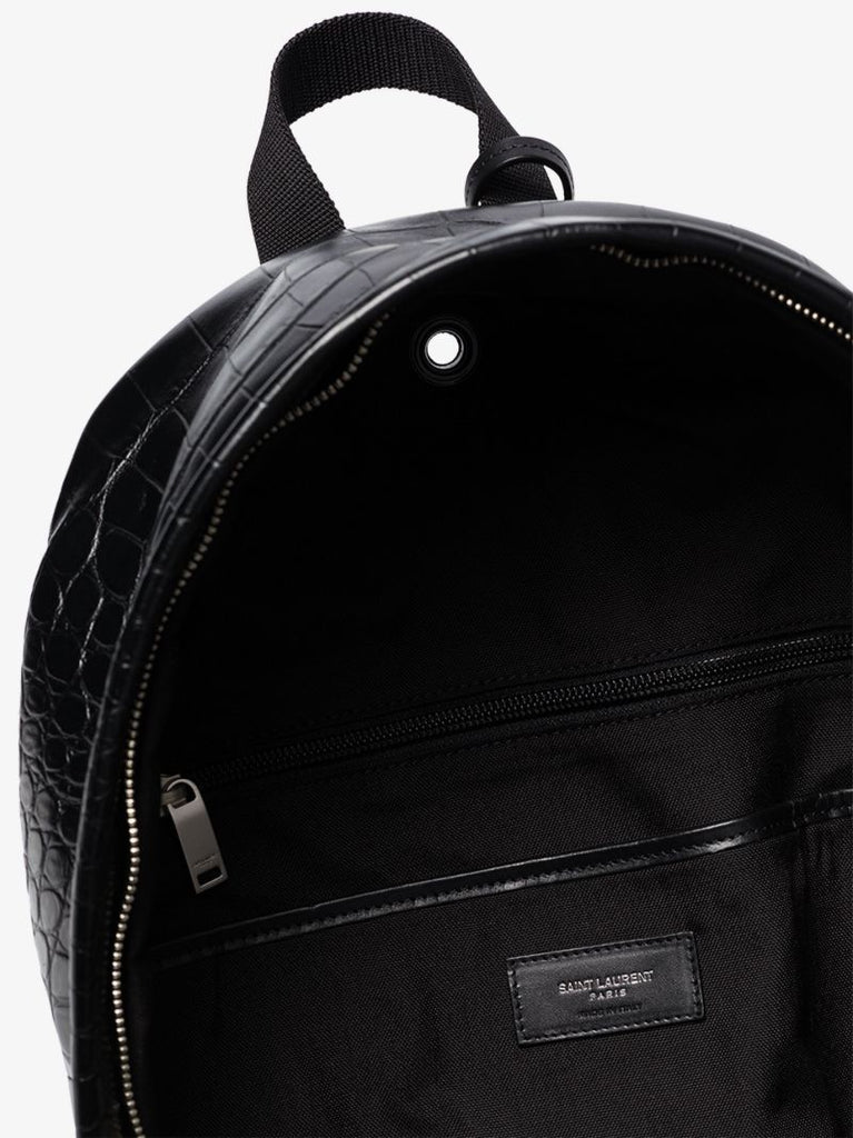 Black City Mock Croc Leather Backpack
