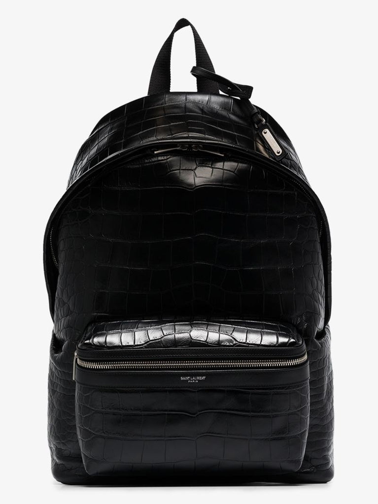 Black City Mock Croc Leather Backpack