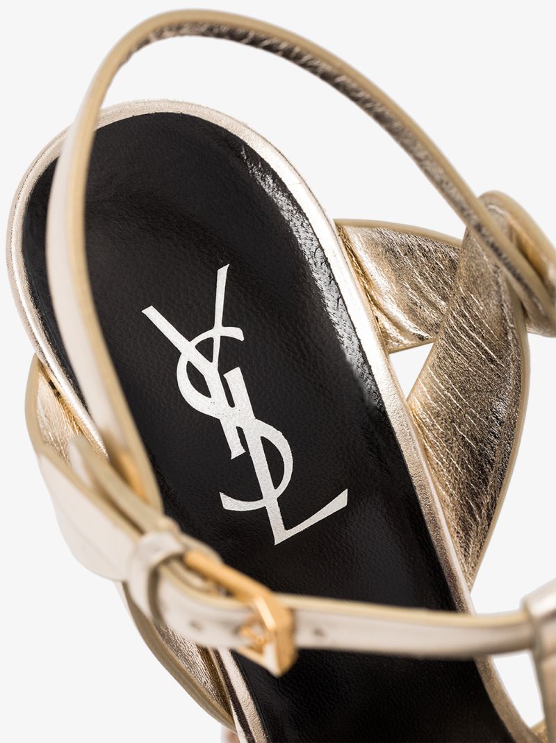 Gold Tone Tribute 105 Metallic Leather Platform Sandals