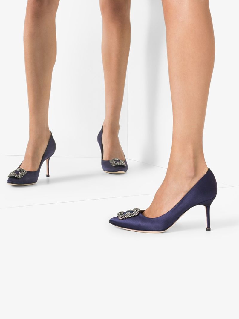 Navy Hangisi 70 Satin Pumps