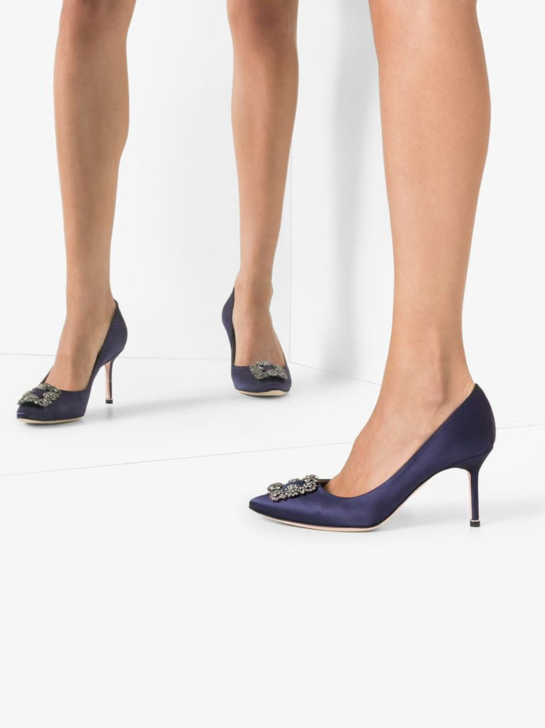 Navy Hangisi 70 Satin Pumps