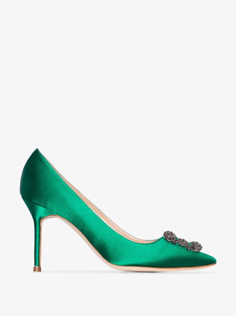 Green Hangisi 90 Satin Pumps