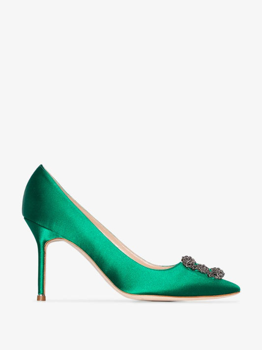 Green Hangisi 90 Satin Pumps