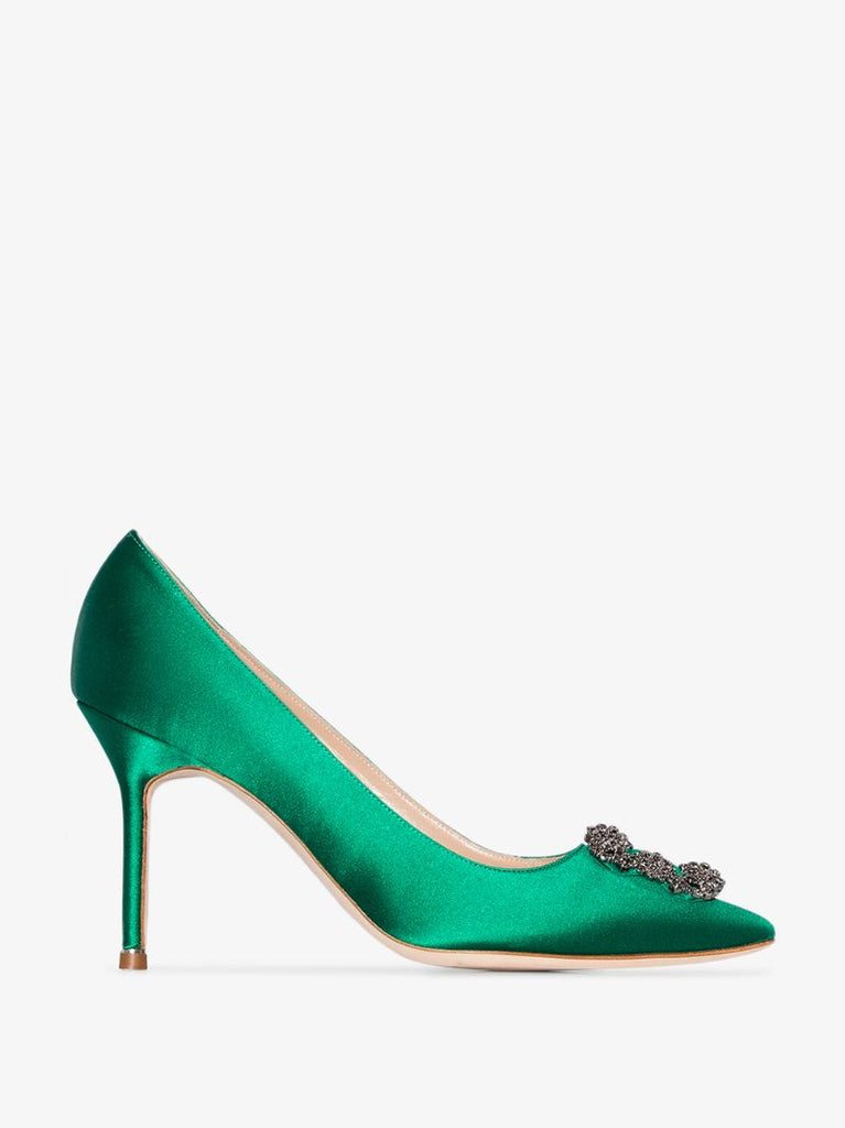 Green Hangisi 90 Satin Pumps