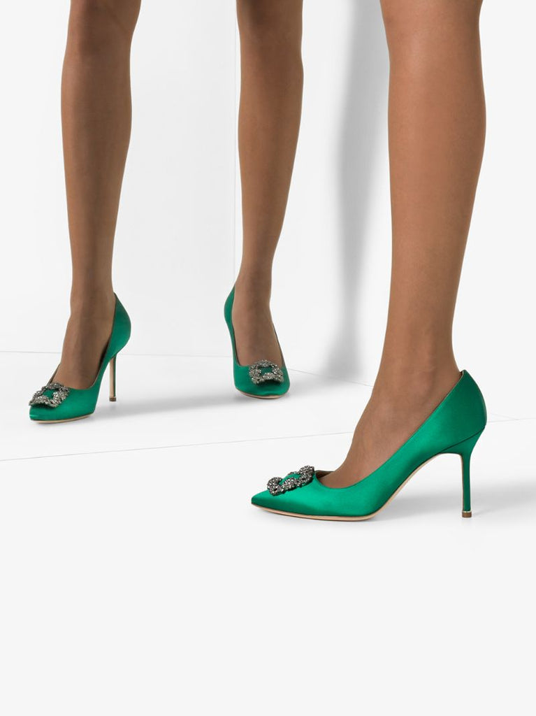 Green Hangisi 90 Satin Pumps