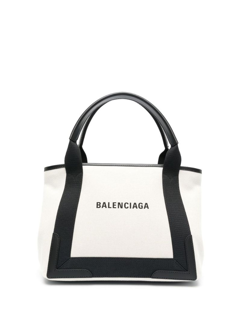 White Cabas Small Canvas Tote Bag