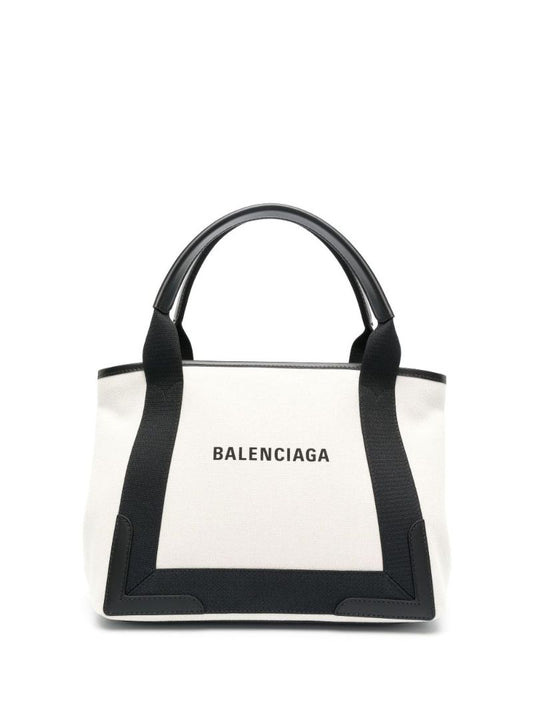 White Cabas Small Canvas Tote Bag