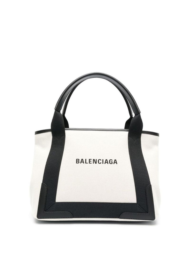 White Cabas Small Canvas Tote Bag