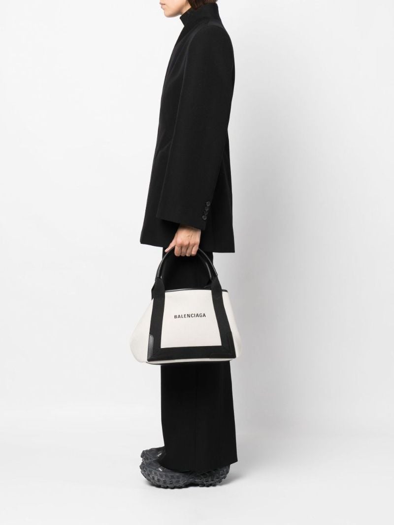 White Cabas Small Canvas Tote Bag