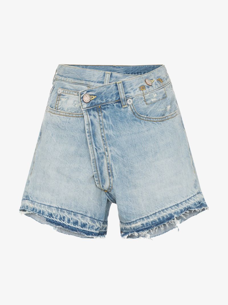 Tilly Cross-over Fray Hem Denim Shorts