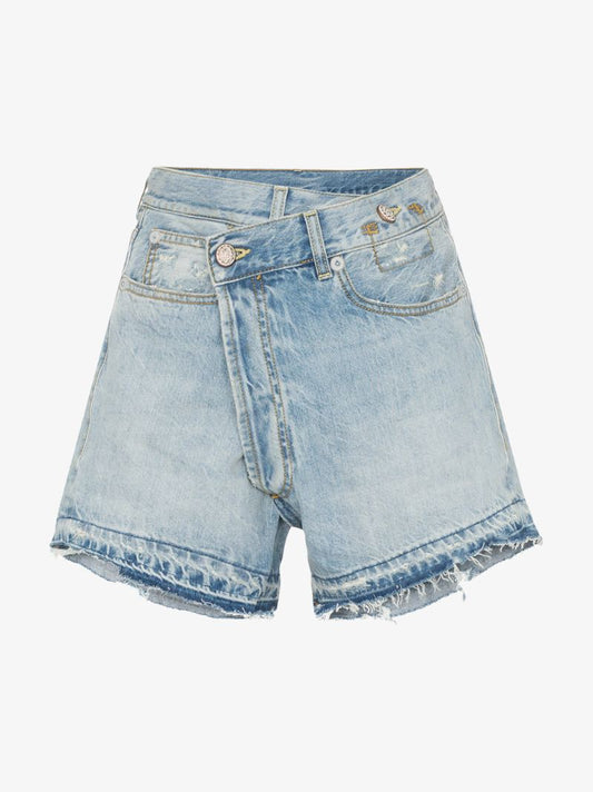 Tilly Cross-over Fray Hem Denim Shorts