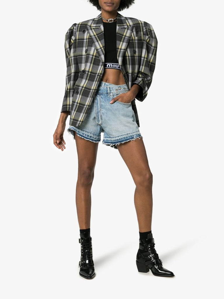 Tilly Cross-over Fray Hem Denim Shorts