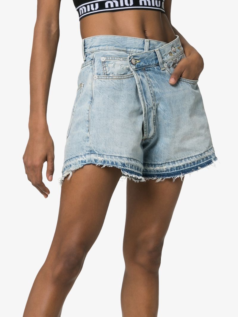 Tilly Cross-over Fray Hem Denim Shorts