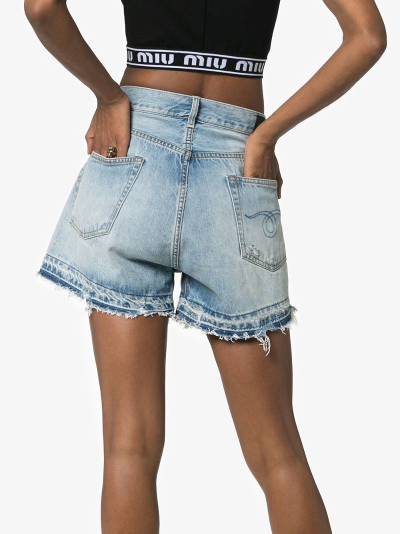Tilly Cross-over Fray Hem Denim Shorts