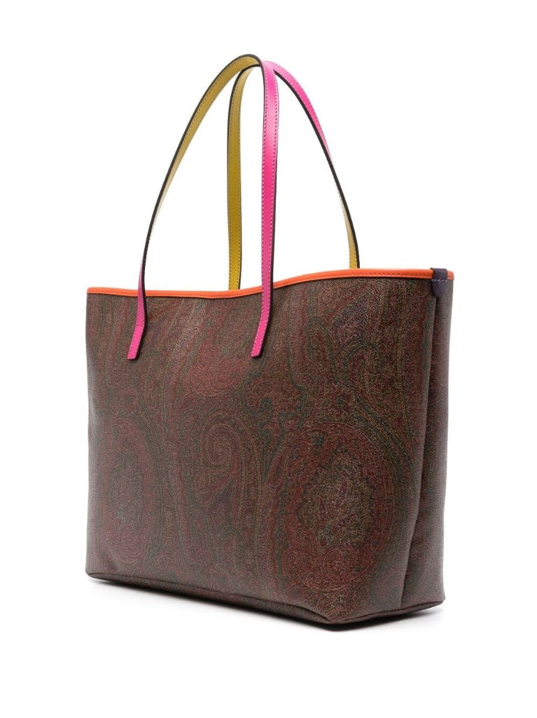 Brown Paisley Print Tote Bag