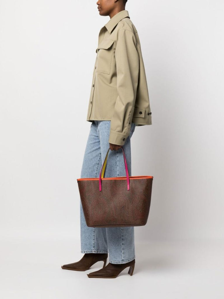 Brown Paisley Print Tote Bag