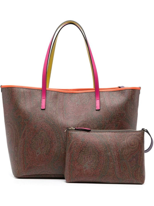 Brown Paisley Print Tote Bag