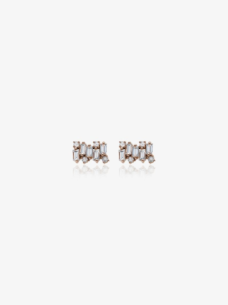 18k Rose Gold Shimmer Diamond Stud Earrings