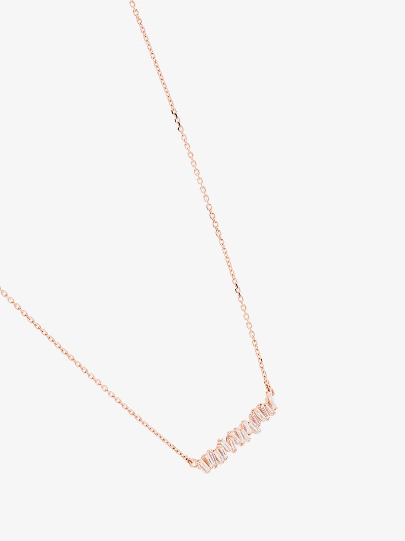 18kt Rose Gold Classic Diamond Bar Necklace