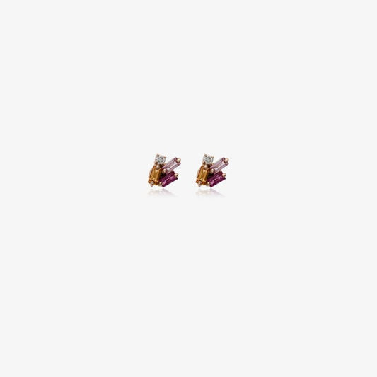 18k Rose Gold Sapphire Diamond Earrings