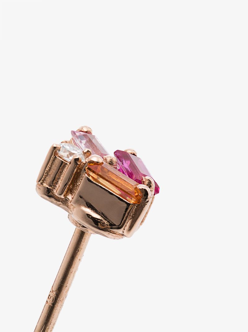 18k Rose Gold Sapphire Diamond Earrings