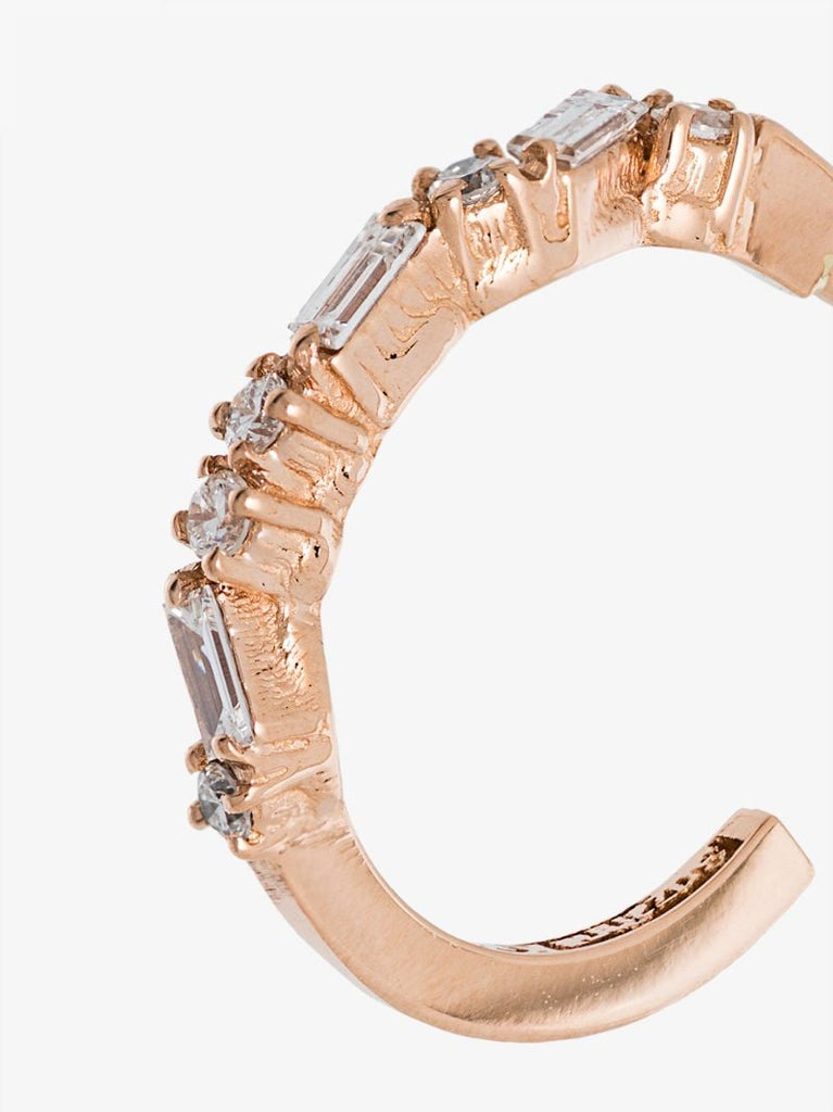 18k Rose Gold Diamond Small Hoop Earrings
