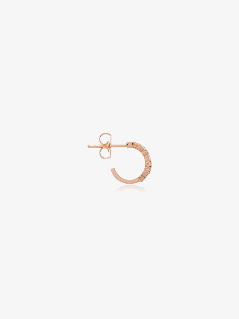 18k Rose Gold Diamond Small Hoop Earrings