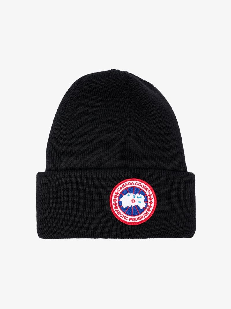 Black Arctic Disc Wool Beanie Hat