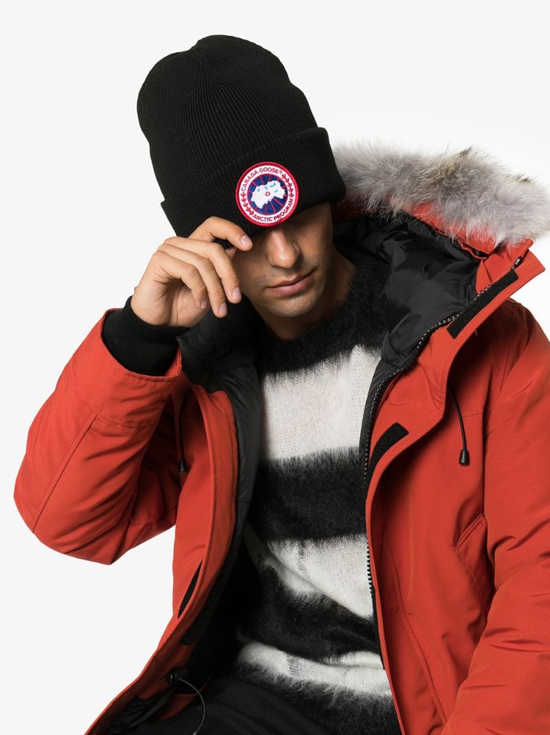 Black Arctic Disc Wool Beanie Hat