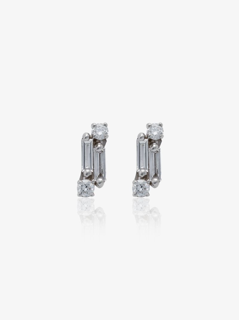 18k White Gold Cluster Diamond Stud Earrings