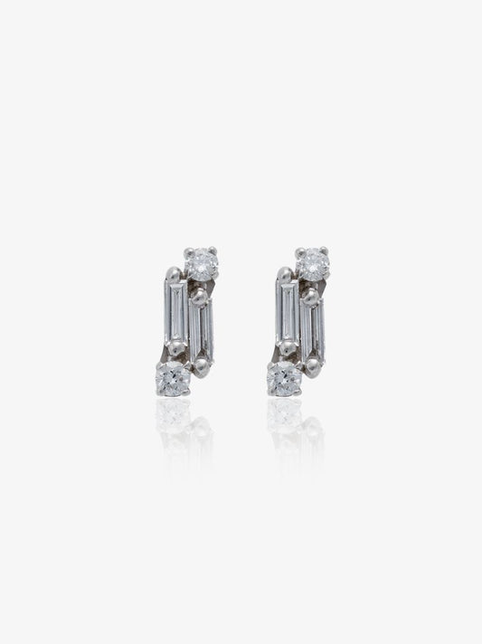 18k White Gold Cluster Diamond Stud Earrings