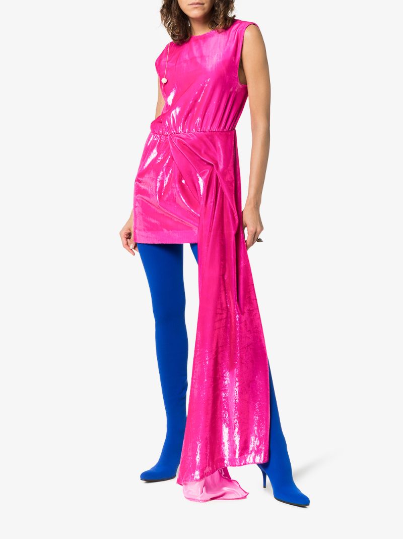 Dropped Waist Hi-sheen Mini Dress