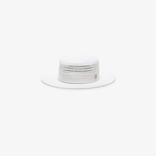 White Kiki Grosgrain Trim Hemp Sunhat
