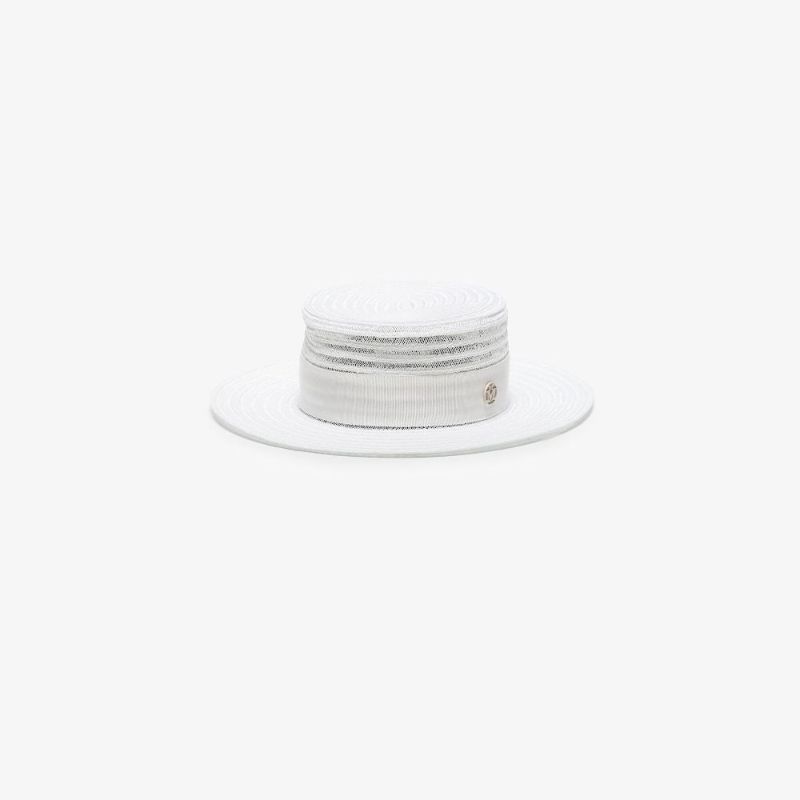 White Kiki Grosgrain Trim Hemp Sunhat