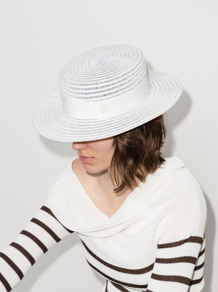 White Kiki Grosgrain Trim Hemp Sunhat