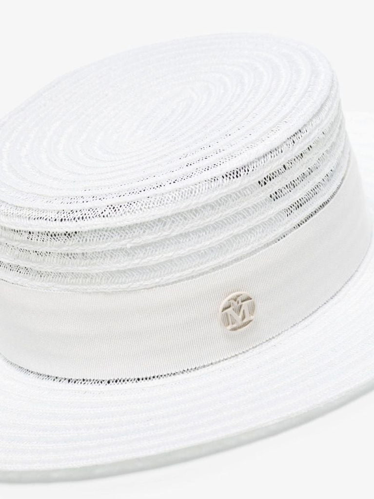 White Kiki Grosgrain Trim Hemp Sunhat