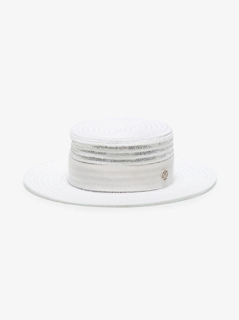 White Kiki Grosgrain Trim Hemp Sunhat