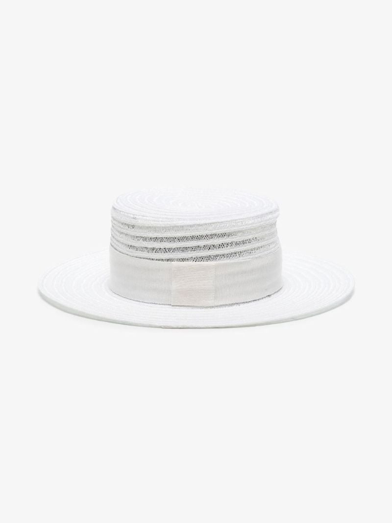 White Kiki Grosgrain Trim Hemp Sunhat
