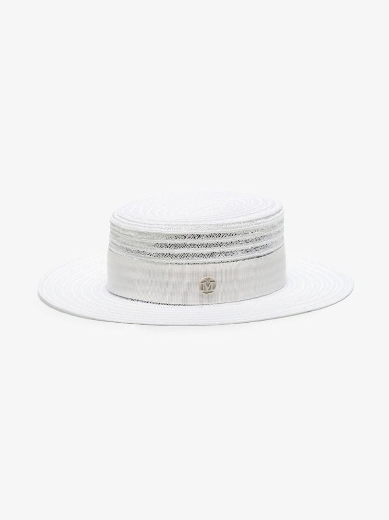 White Kiki Grosgrain Trim Hemp Sunhat