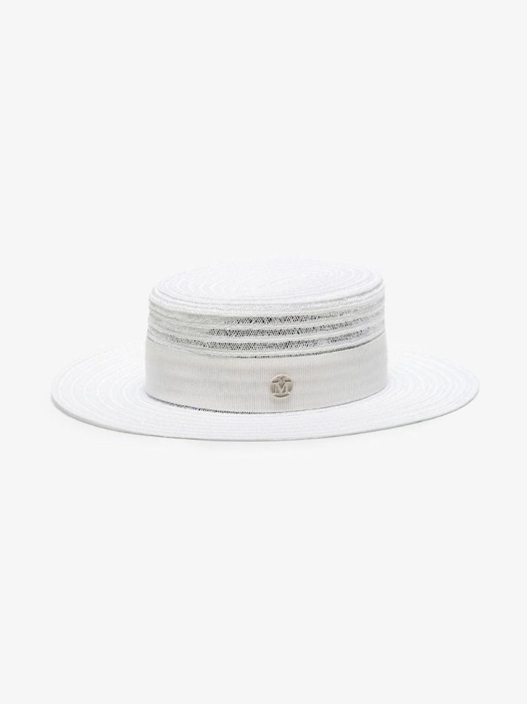 White Kiki Grosgrain Trim Hemp Sunhat