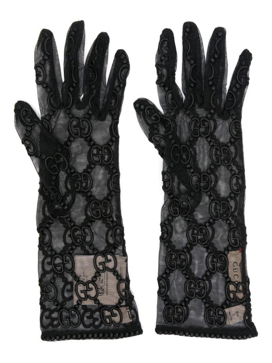 Black Gg MacramÃ_x0083_Â© Lace Gloves